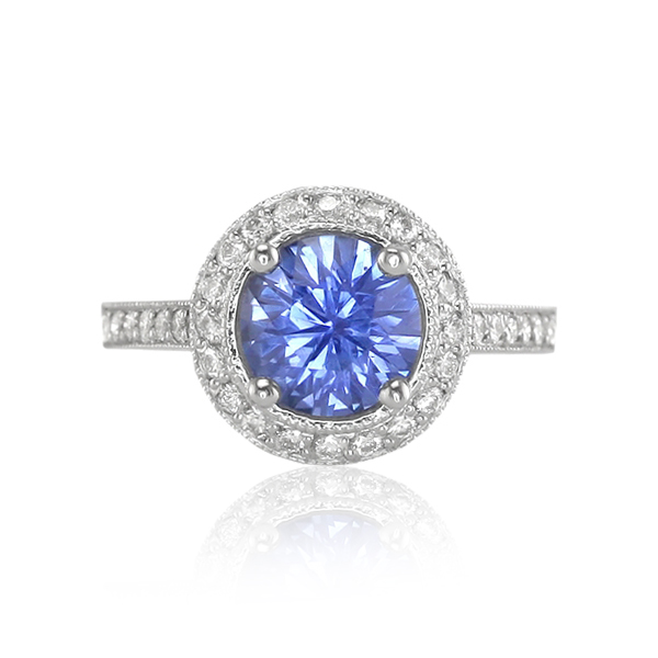 Absolutely Stunning Blue Sapphire Halo Ring