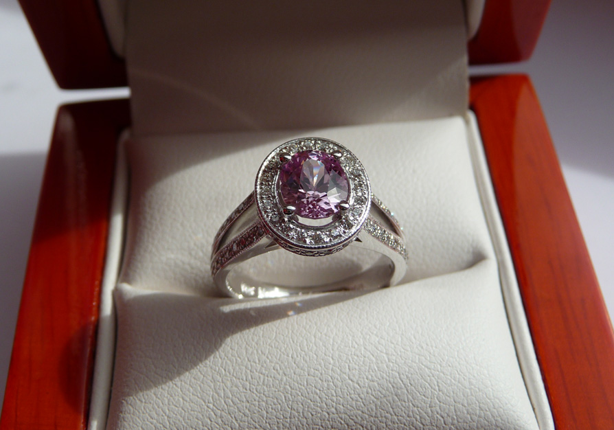 Beautiful Oval Pink Sapphire Engagement Ring