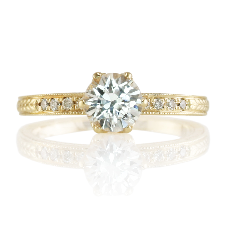 Elegant White Sapphire Yellow Gold Ring