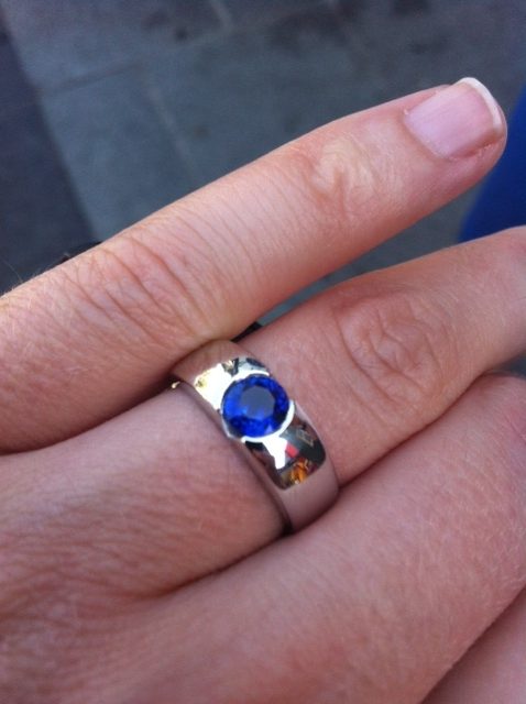 Gorgeous Bezel Set Blue Sapphire Ring