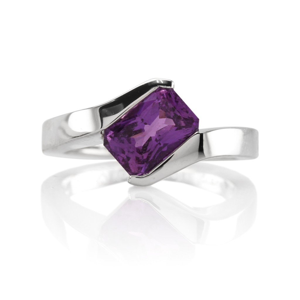 Amazing Modern Purple Sapphire Engagement Ring