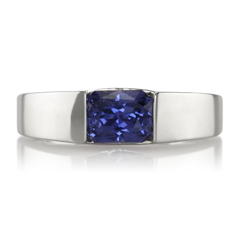 Amazing Radiant Cut Blue Sapphire Men’s Ring