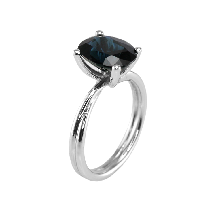 Stefanie G.’s Custom Mounting for her Blue-Green Sapphire